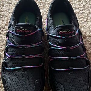 Skechers Black Sport Shoes with Multicolor Accents